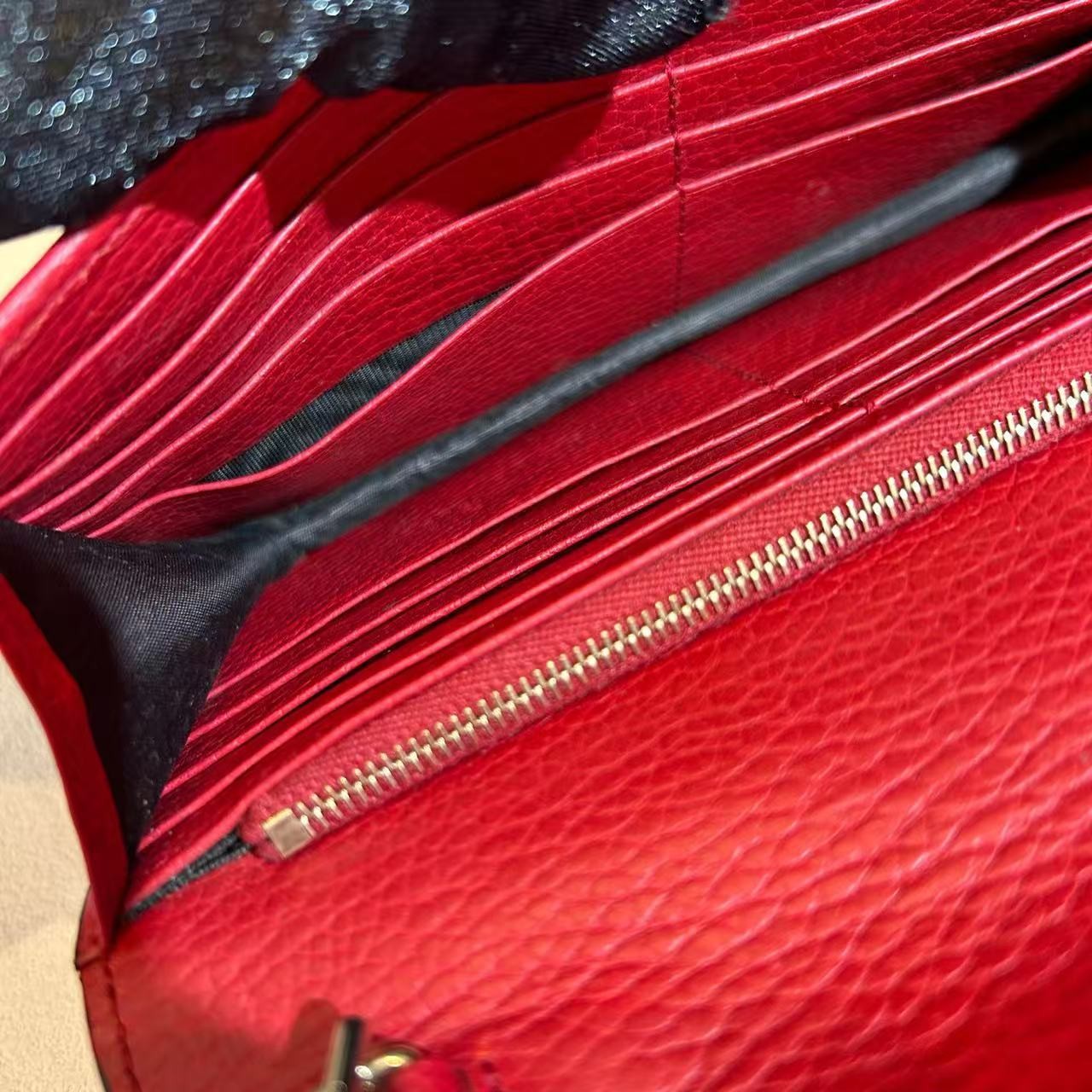 Gucci Interlocking G Red Pebbled Leather Chain Crossbody AUTH — image 13