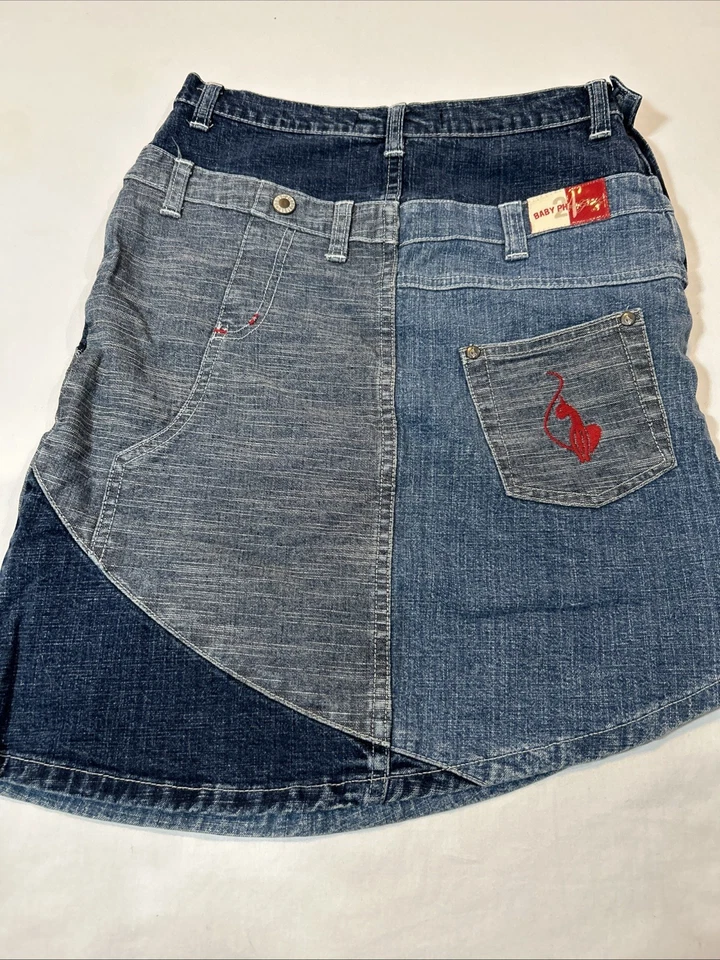 Винтажная асимметричная джинсовая лоскутная юбка Baby Phat для девочек размер 14 - Изображение 4 из 4