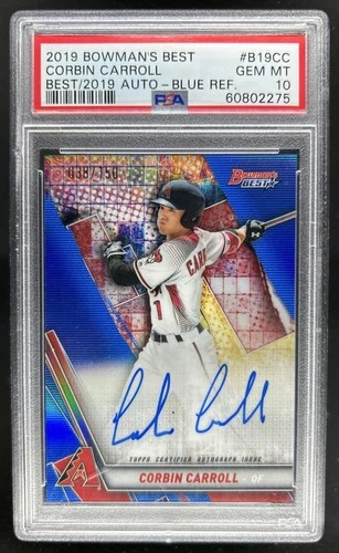 2019 Bowman's Best Corbin Carroll Auto Blue Refractor #/150 Diamondbacks PSA 10
