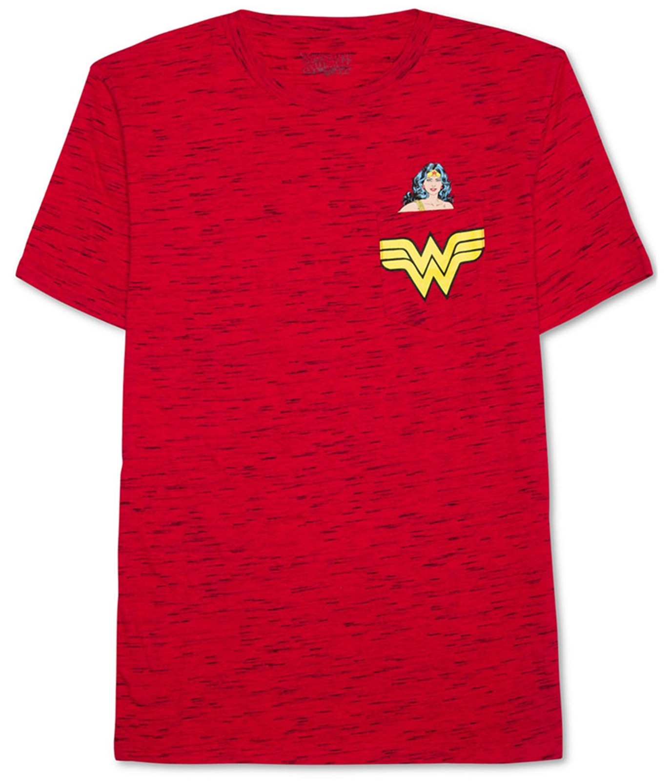 Hybrid Mens Wonder Woman Pocket Graphic T-Shirt, Red, Small