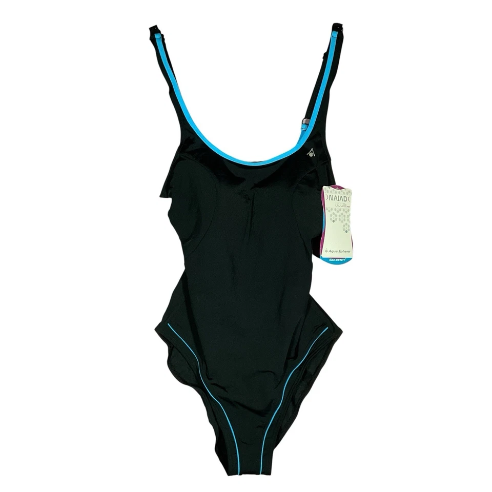 Traje de baño Aqua Sphere de una pieza nuevo con etiquetas para mujer talla 34/8 negro/azul Foto 2 de 4