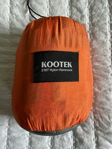 Kootek Double Camping Hammock 2-Person 500 lb Nylon Orange/Black w Tree Straps