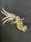 Parrot Bird Brooch Silver Tone Multicolor Rhinestone Opal Style Pin — photo 2