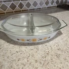 Vintage PYREX Town & Country Divided Dish Casserole  W/ Lid 1.5 qts