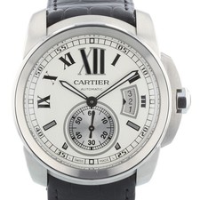 Cartier Calibre De Cartier 3389 42 mm Silver Dial Steel Leather Strap 2015 Watch