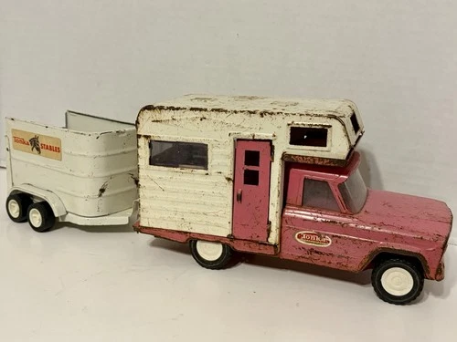 Vintage Tonka Camper and Horse Trailer 1960s Pressed Steel