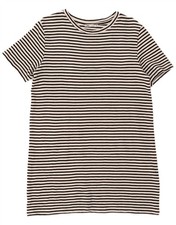 ZARA Womens Loose Fit Basic Dress UK 10 Small Black Striped AN14