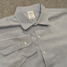 Brooks Brothers Regent Dress Shirt Mens 18 34 Blue Supima Cotton Non-Iron L/S