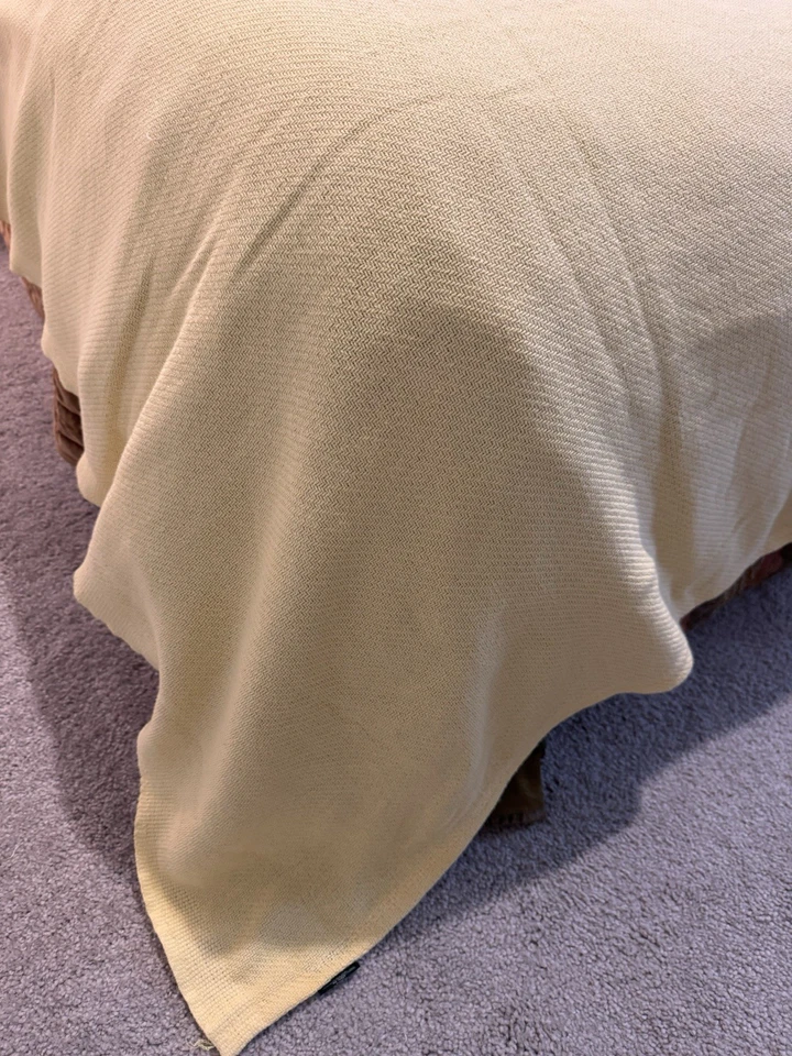 Manta Térmica Ralph Lauren Queen De Colección 100% Algodón EE. UU. Amarillo Tejido Waffle Foto 4 de 4