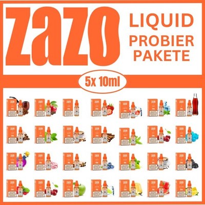5x 10ml ZAZO Liquid Probierbox Frucht Minz Tabak alle Sorten - 50ml E-Liquid