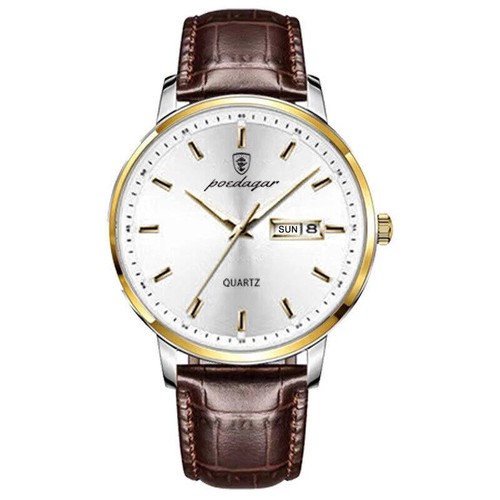 Reloj Pulsera Hombre Cuarzo Impermeable Hombre Cuero Reloj Luminoso Calendario - Imagen 17 de 27
