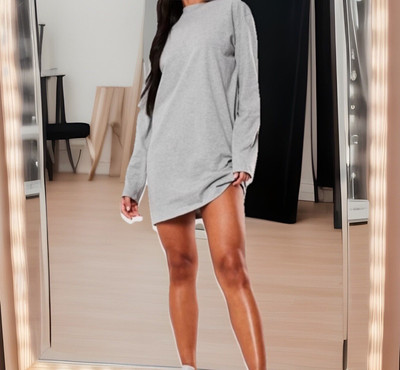 Grey Long Sleeve Jersey Finish Long T-Shirt Dress NWT Size Medium | eBay Grey Long Sleeve Jersey Finish Long T-Shirt Dress NWT Size Medium | eBay