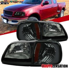 Fits 1997-2003 Ford F150 Expedition Smoke Lens Headlights w/ Corner Signal Lamps