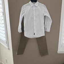 Pre-loved Boys Size 10 Outfits Including Shirt And Pant white beige