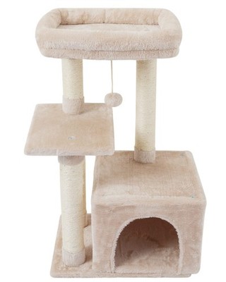 FISH&NAP Cute Cat Tree Kitten Tower for Indoor Condo Large, Beige