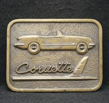 WF01131 REALLY NICE VINTAGE 1970s  1953 CORVETTE  CAR AUTO BRASS BELT BUCKLE