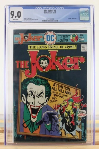 The Joker #3 ~ 9-10/1975 ~ CGC Grade 9.0, White Pages ~ Creeper appearance!, DC