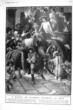 Original Old Vintage Print 1921 Battle Flowers Nice France Floral Decorations