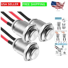 Durable Stainless Steel 12mm Push Button Switch Set - Waterproof & Self-Locking