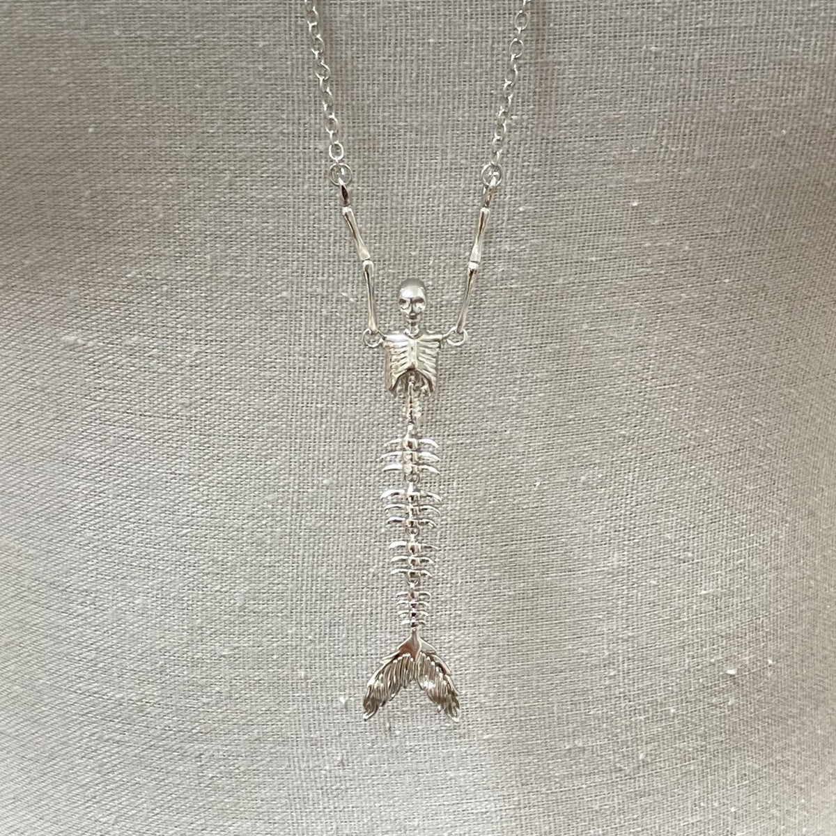Vivienne Westwood Skull Skeleton Necklace Ariel 76cm Silver w