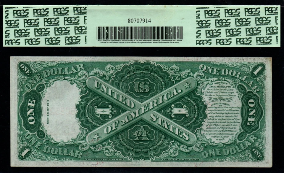 1917 $1 LARGE Size Certified PCGS Choice AU 58 Legal Tender United States Note! - Image 2 of 2