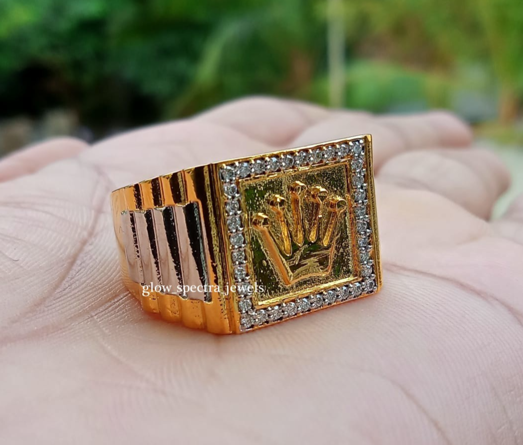 Ct Round Cut Real Moissanite Custom Rolex Crown Ring 14k Yellow