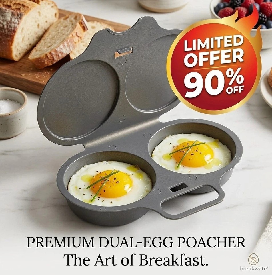 Product photo 1 of 8 — Microwave Egg Poacher Mold With Lid & Handle Dual Cavity Steamer Omelette Maker