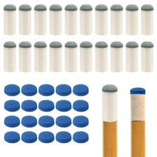 20pcs Slip On Pool Cue Tips and 20 Leather Pool Cue Tips 0.47 Inch Pool Cue S...