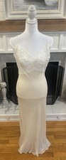 Victoria's Secret Sheer Silk Slip Gown Maxi Dress Large White Long Nightgown