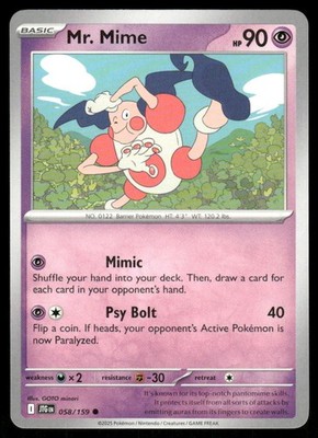 Mr. Mime Common SV09: Journey Together 058/159 NM