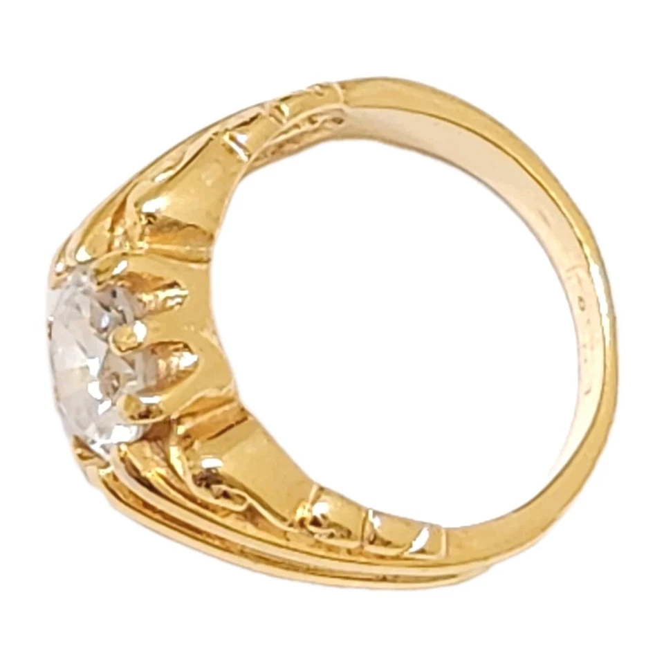 18K Yellow Gold HGE SETA 2CT Cubic Zirconia Solitaire Cocktail Ring Size 6.5 - Image 4 of 4