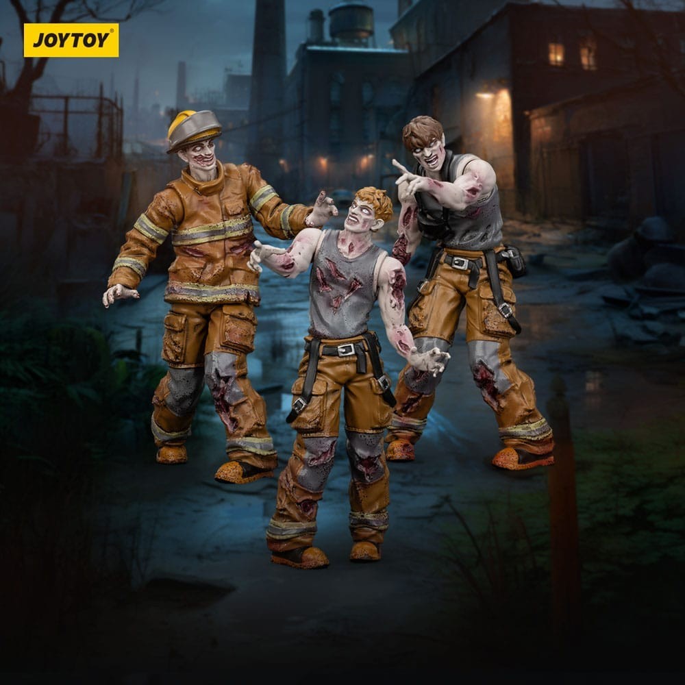 Figurines Zombie Dark Source Firefighters 8 cm miniatures articulées de collection horreur