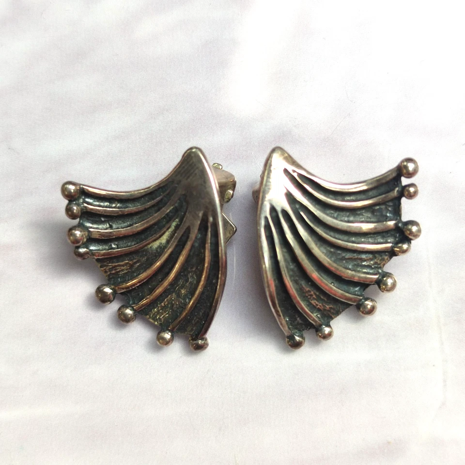 Pendientes David Andersen Clip On Plata Marianne Berg Innovador Sello Años 60 Foto 2 de 4