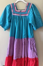Vintage Jayre Made In USA 70s 80s Boho Lounge Dress Size Medium