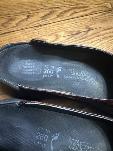Tatami by Birkenstock Slip On Open Toe Leather Faux Croc Brown Sandal Mule 9 - Picture 2 of 9