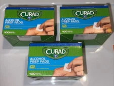 300 CURAD ALCOHOL PREP PADS MEDIUM THICK ISOPROPYL 70% CLEANSING STERILE SEALED