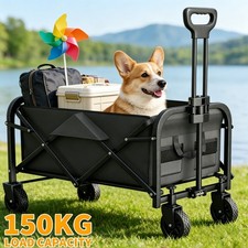 150KG Bollerwagen Faltbar Offroad Schwarz Tra...