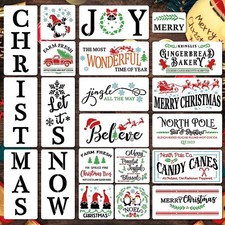 21Pcs Large Christmas Stencils, Reusable Merry Christmas Stencils for Paintin...