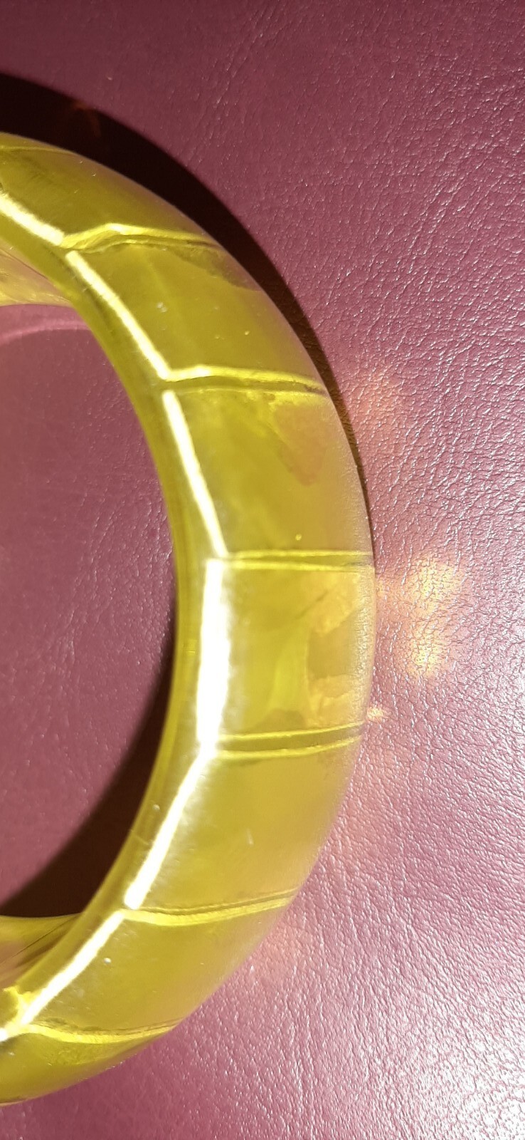 Vintage Bangle Lucite Glows Solid Chunky Lemon Li… - image 8