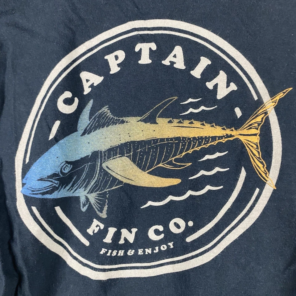 Camiseta Atún Pesca Para Hombre Talla Mediana Captain Fin Co Manga Corta Azul Marino Foto 4 de 4
