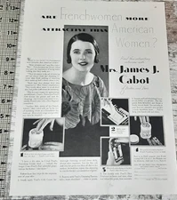 1932 Pond's Cold Cream Vintage Print Ad Tissues Vanishing French American Woman