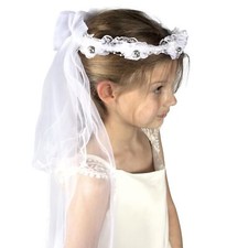 First Holy Communion Headpiece White Veil Headband for Church Ceremony
