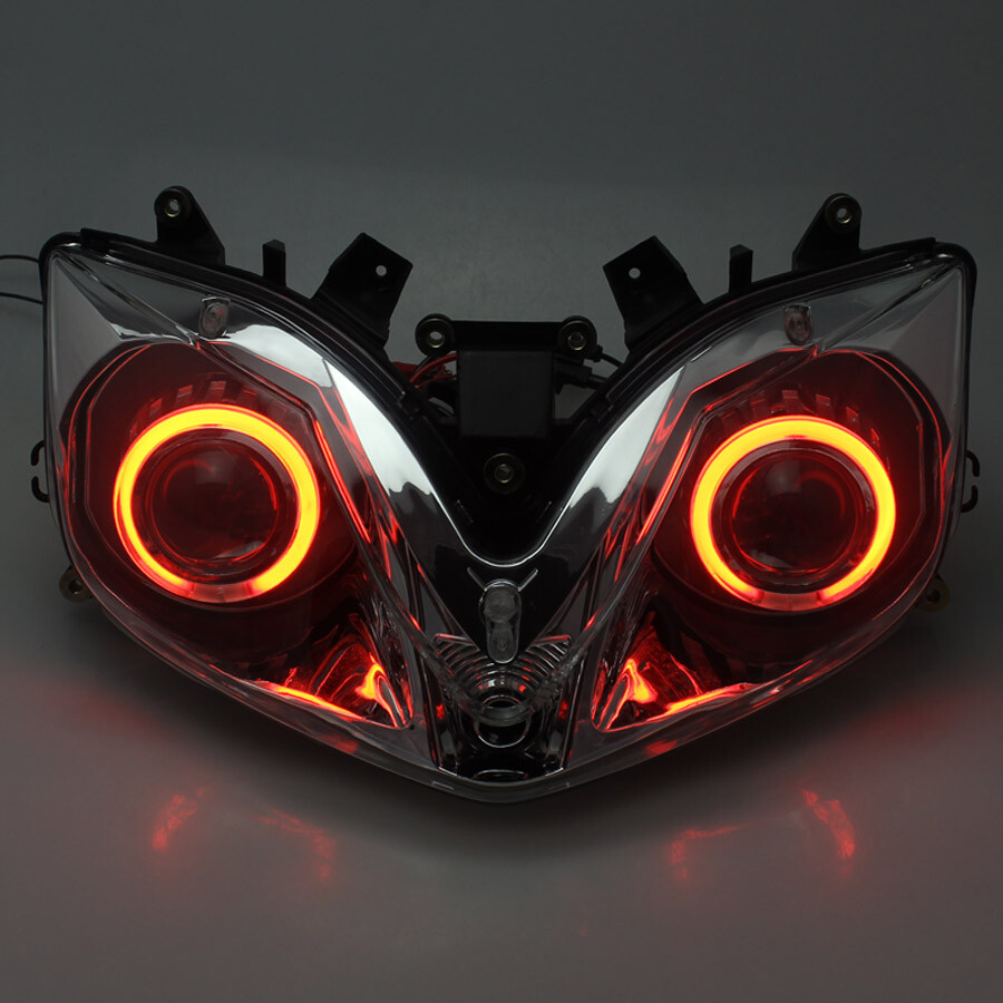 LED Headlight Assembly HID Projector Red Angel Eyes For Honda CBR