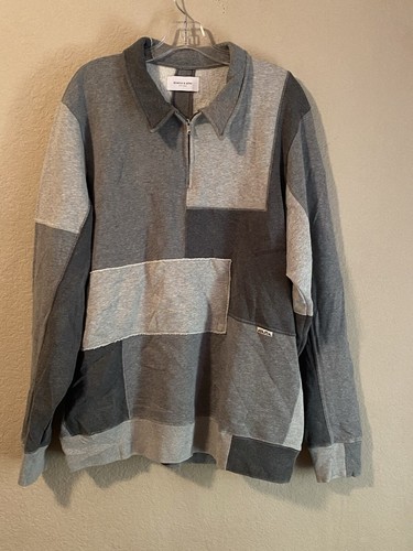 OVADIA & SONS DUNE HALF-ZIP PATCHWORK SWEATSHIRT MEN’S SIZE LARGE
