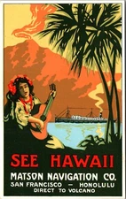 Honolulu Hawaii Vintage Poster Style Postcard “See Hawaii” Matson Navigation Co