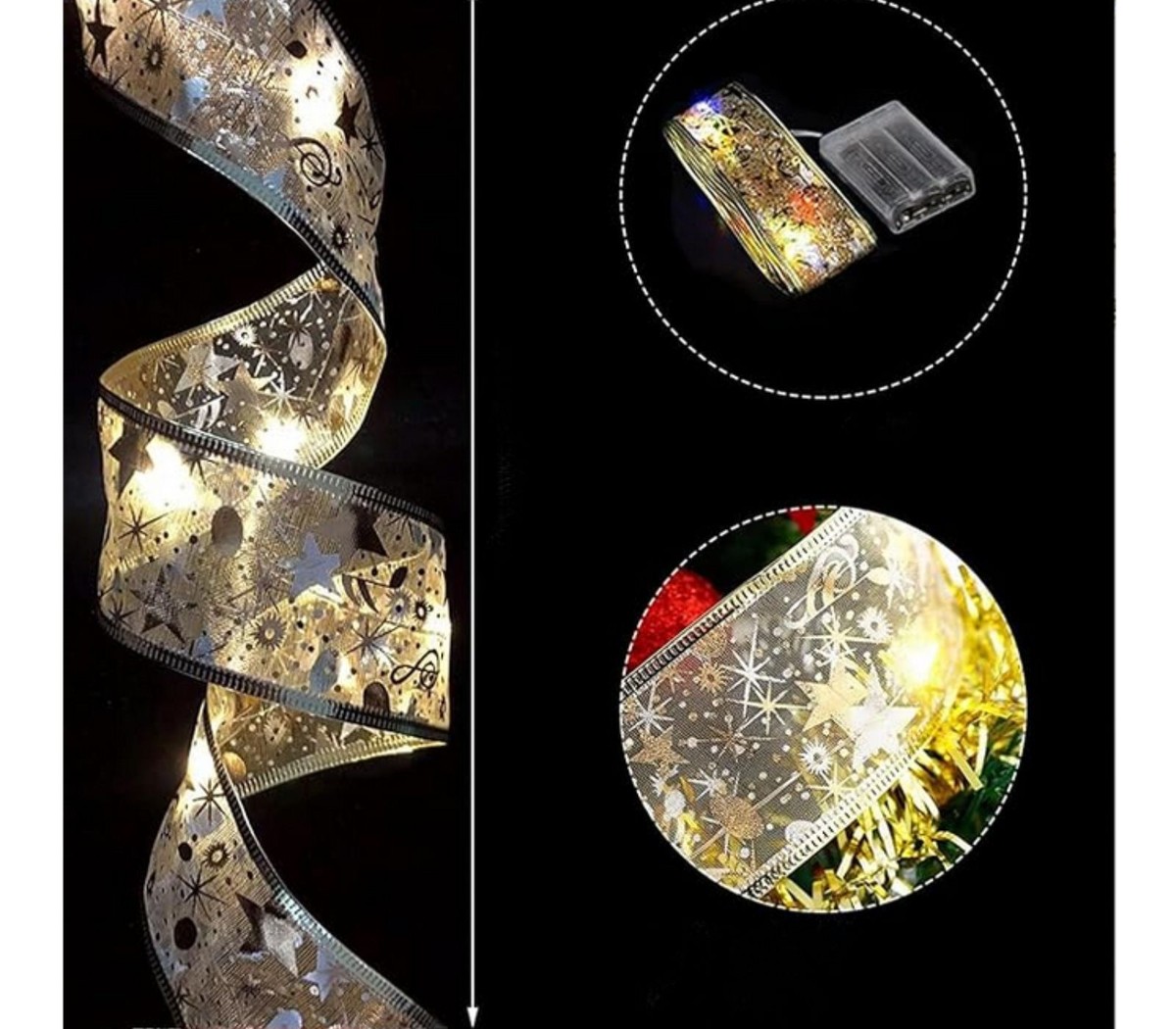 Meleager Nastro Di Natale A LED, Oro Luci Albero Di Natale