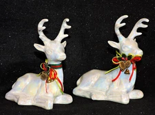 Christmas Luster White Lying Reindeer 1980’s Vintage Japan  Artmark