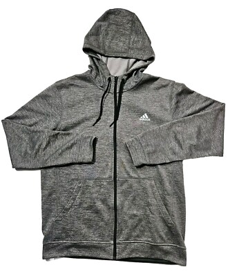 Adidas Men's Climawarm Heathered Grey Full Zip-Up Hoodie Size Large