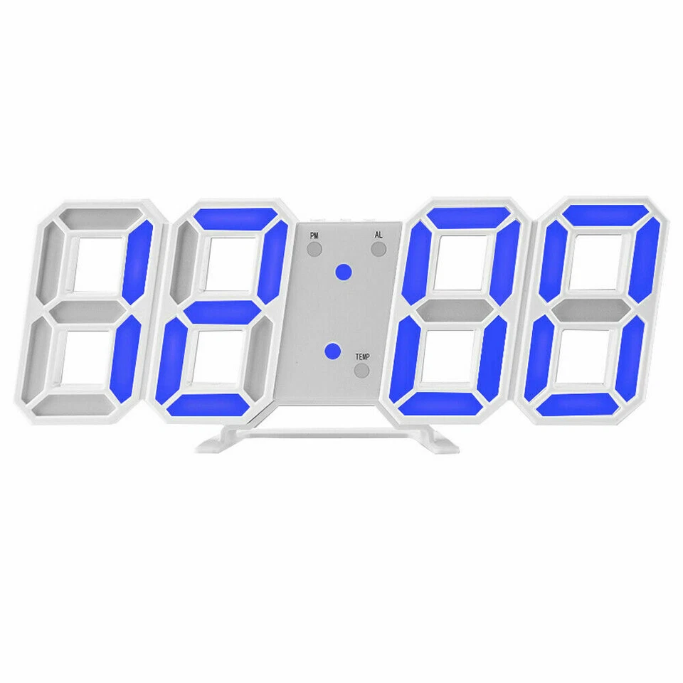 Despertador de parede digital 3D LED 9,7" brilho ajustável azul - Imagem 2 de 4