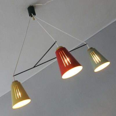 Kaskade Deckenlampe STRING tütenlampe 50er 60er retro vintage Frankreich ARLUS